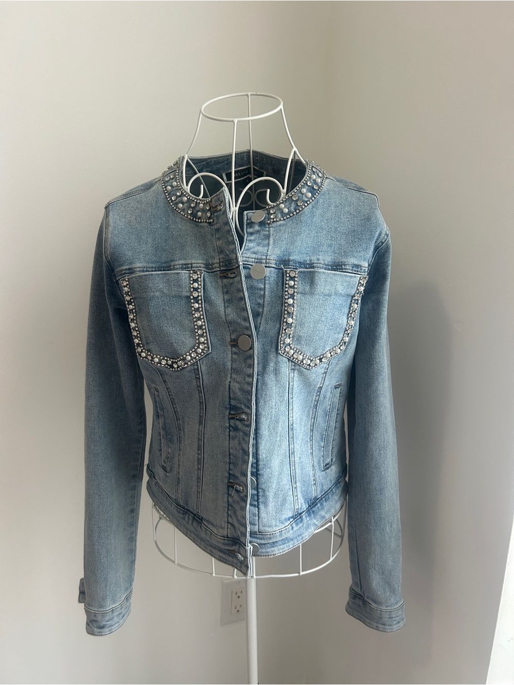 Embellished Light Blue Denim Jacket - Women